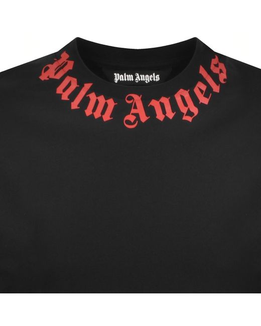Palm Angels Black Neck Logo T Shirt for men