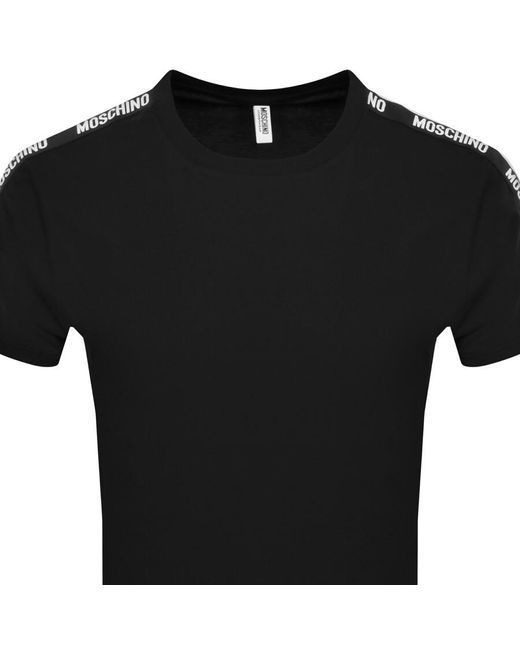 Moschino Black Taped Logo T Shirt for men