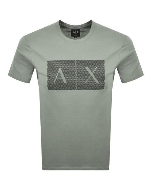ARMANI EXCHANGE Green Crew Neck Logo T Shirt for men