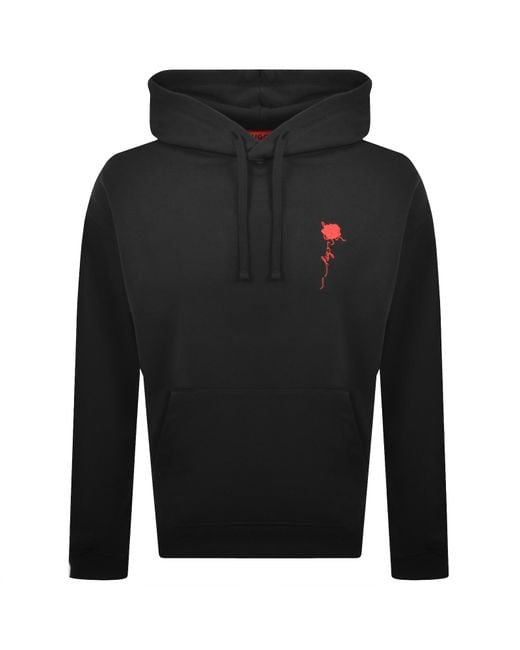 HUGO Black Diflowhood Hoodie for men