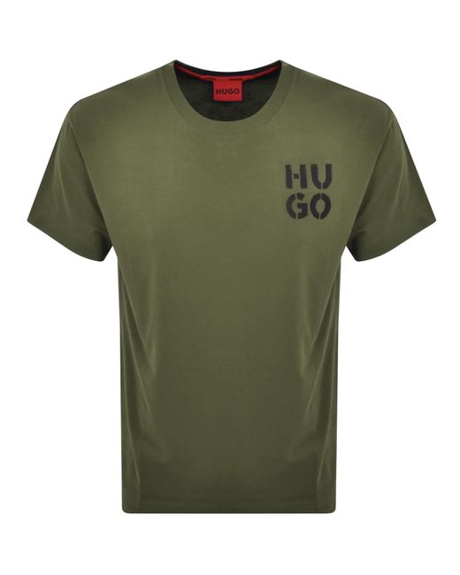 HUGO Green Spray Logo T Shirt for men