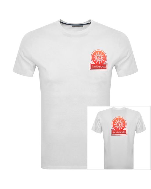 Sandbanks White Badge Logo T Shirt for men