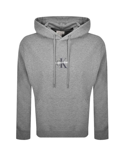 Calvin Klein Gray Jeans Logo Hoodie for men