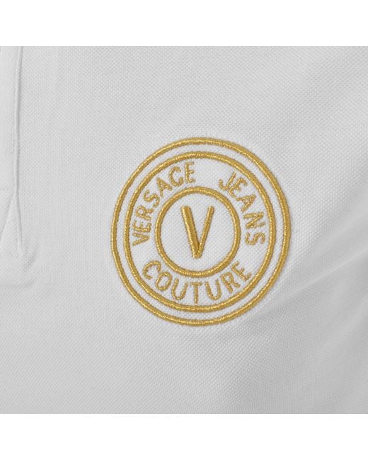 Versace Jeans White Couture V Emblem Polo T Shirt for men
