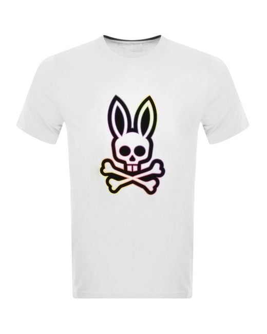 Psycho Bunny White Flocking Logo T Shirt for men