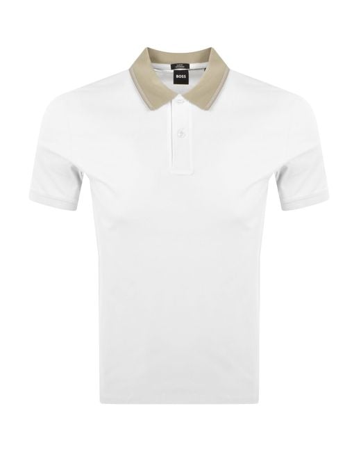 BOSS BUSINESS White Boss H Phillipson Slim Fit Polo Pastel for men