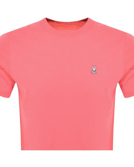 Psycho Bunny Pink Classic Crew Neck T Shirt for men
