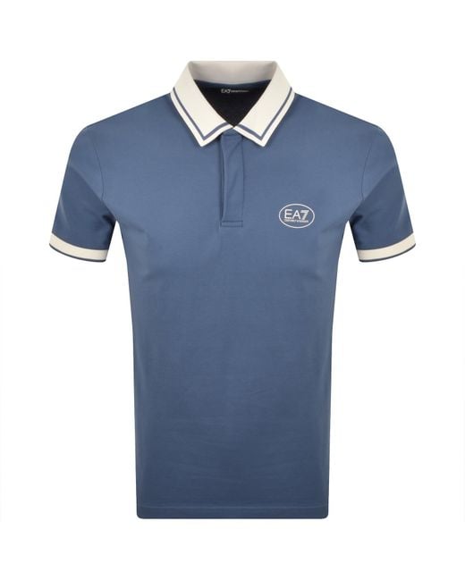 EA7 Blue Emporio Armani Logo Polo for men