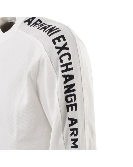 Armani Exchange White Logo Tape Sweatshirt for men