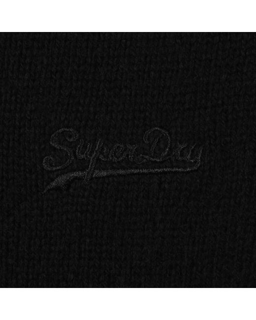 Superdry Black Wool Blend Knit Jumper for men
