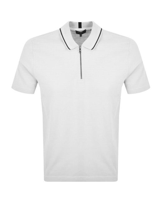 mens white zip polo