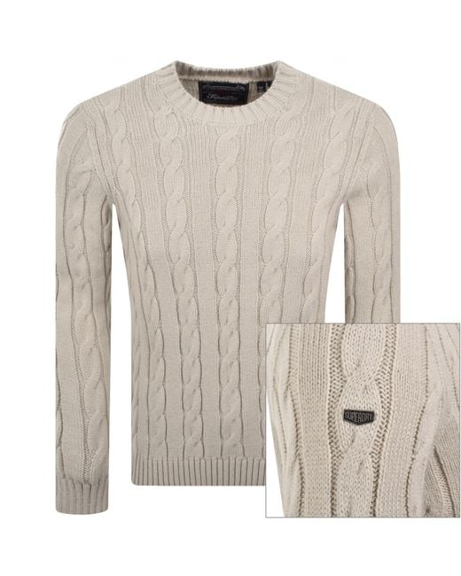 Superdry Gray Jacob Cable Knit Jumper for men