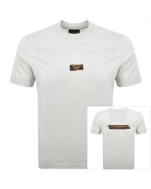 Armani White Emporio Logo T Shirt Snow for men