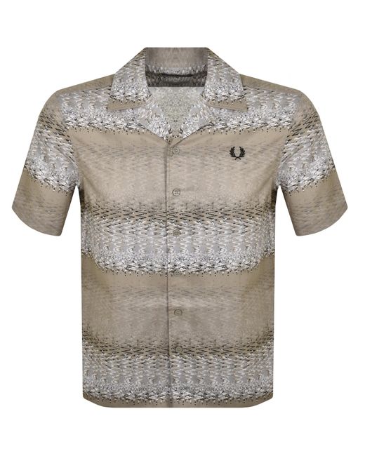 Fred Perry Gray Sound Wave Print Shirt for men