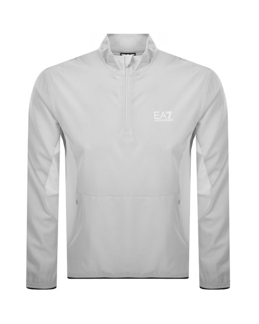 EA7 Gray Emporio Armani Half Zip Sweatshirt for men