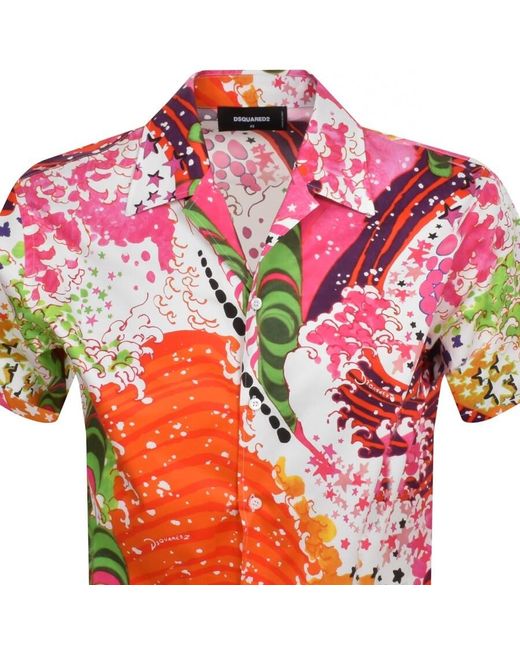 DSquared² Pink Psychedelic Dreams Hawaii Shirt for men