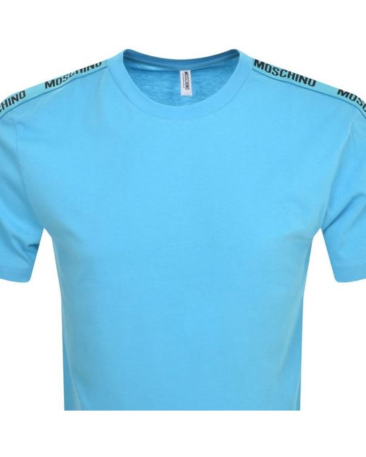 Moschino Blue Taped Logo T Shirt for men
