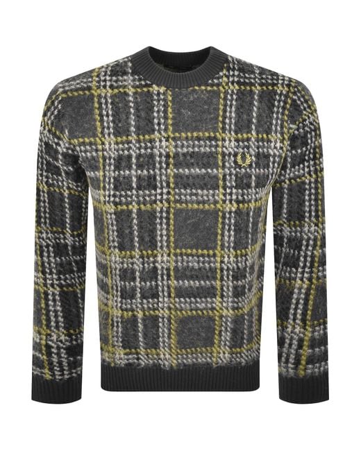 Fred Perry Green Brushed Tartan Jumper Anchor for men