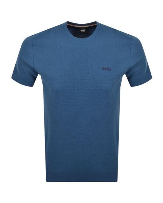BOSS BUSINESS Blue Boss Waffle T Shirt for men