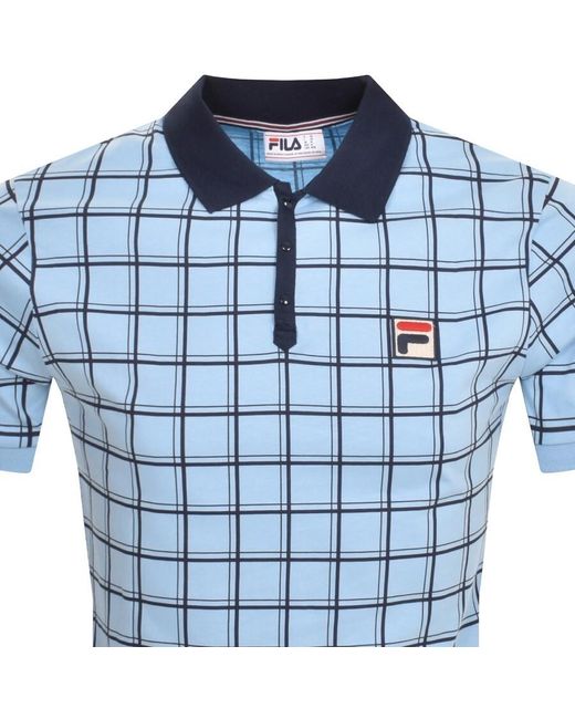 Fila Blue Bobby Check Polo T Shirt for men