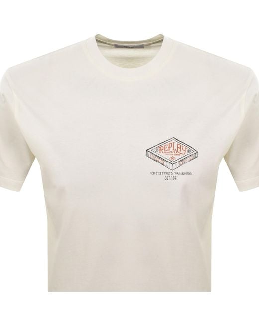 Replay White Logo T Shirt Off for men