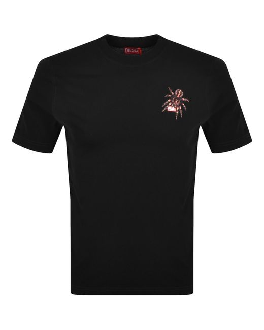 DIESEL Black Spider Graphic T Shirt for men