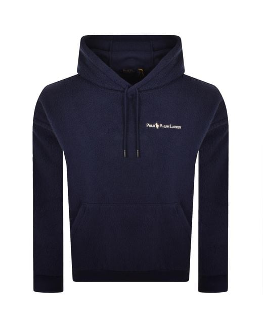 Ralph Lauren Blue Borg Fleece Hoodie for men