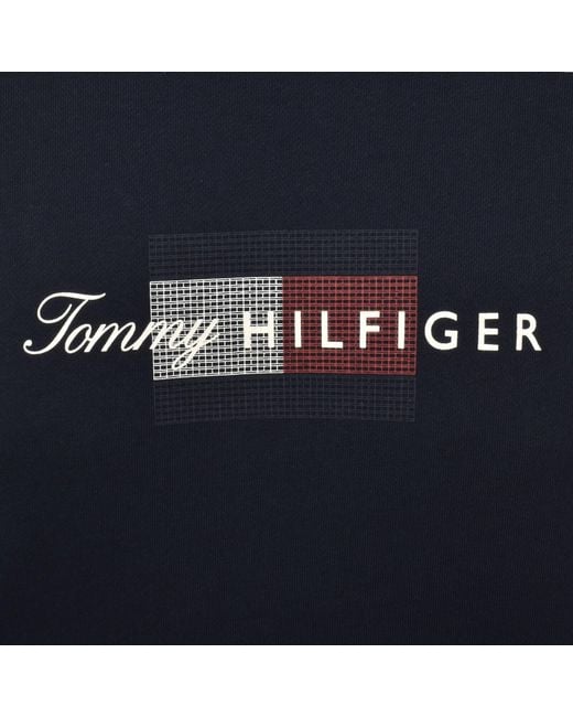Tommy Hilfiger Blue Script Flag Hoodie for men