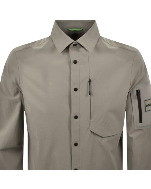 Boss Gray Boss Globe Overshirt for men