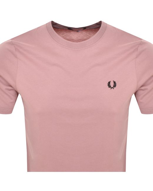 Fred Perry Pink Crew Neck T Shirt for men