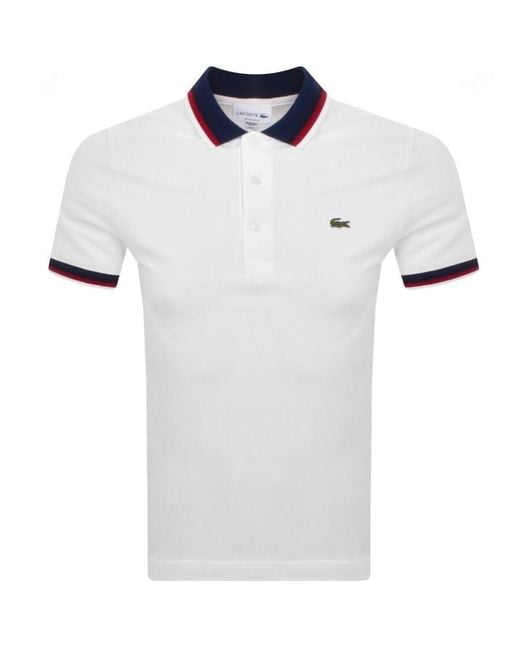 Lacoste White Short Sleeve Essentials Polo T Shirt for men