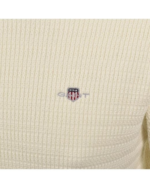 Gant Natural Cable Knit Half Zip Jumper for men