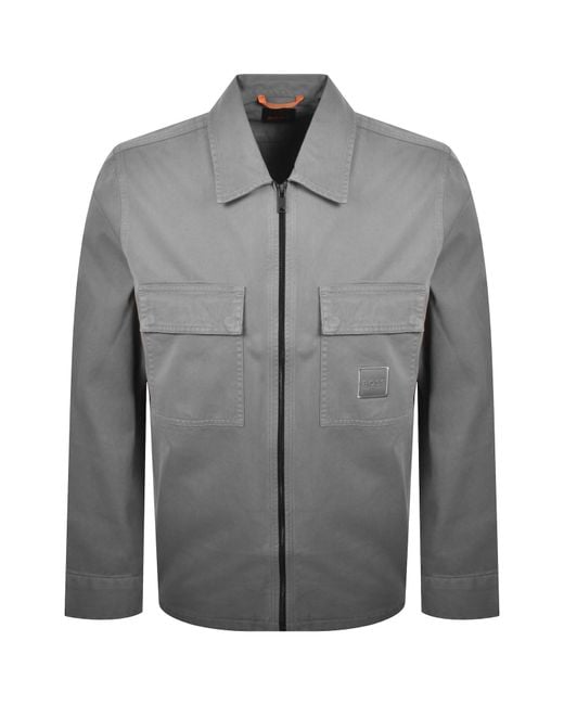 Boss Gray Boss Lovel Full Zip Overshirt for men