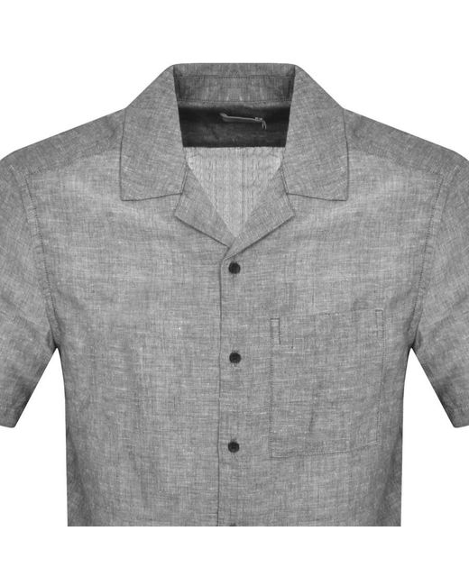 Calvin Klein Black Linen Short Sleeve Shirt for men