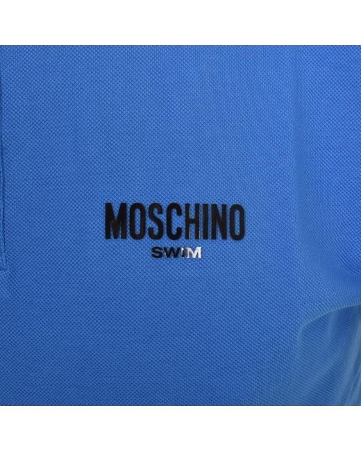 Moschino Blue Short Sleeved Polo T Shirt for men