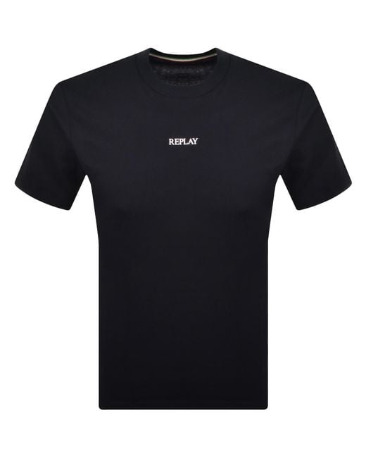 Replay Black Logo T Shirt for men