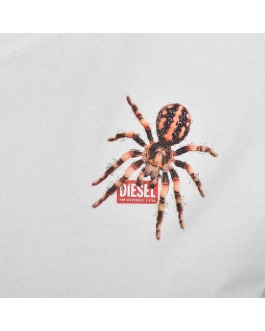 DIESEL White Spider Graphic T Shirt for men