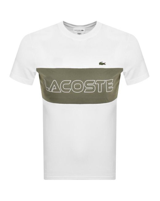 Lacoste White Crew Neck Logo T Shirt for men