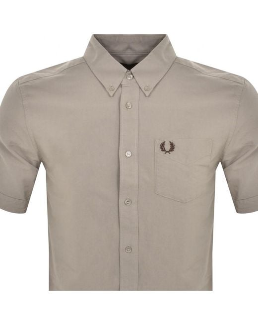 Fred Perry Gray Oxford Short Sleeve Shirt for men