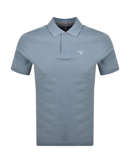 Barbour Blue Tartan Pique Polo T Shirt for men