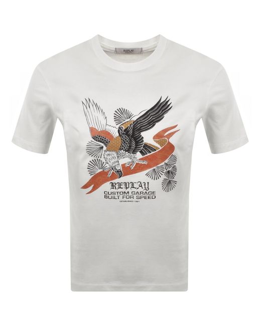 Replay Gray Graphic T Shirt Off for men
