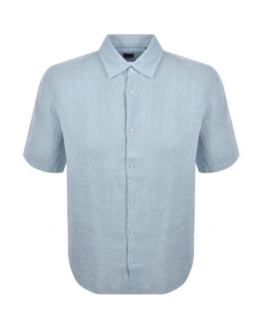 Boss Blue Boss Rash 2 Short Sleeved Linen Shirt for men