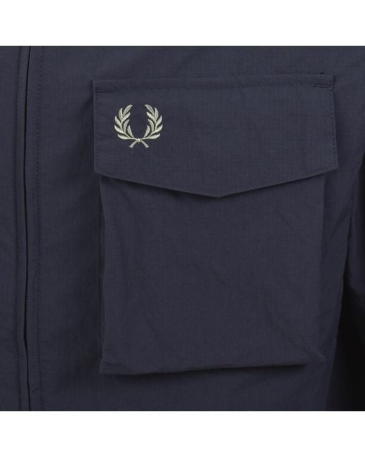 Fred Perry Blue Ripstop Pocket Overshirt for men