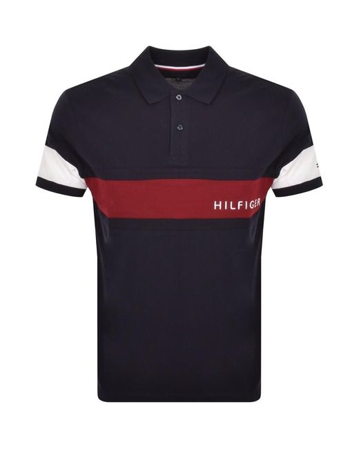 Tommy Hilfiger Blue Colourblock Polo T Shirt for men