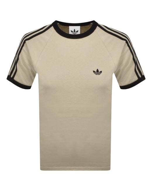 Adidas Originals Natural 3 Stripes T Shirt Stone for men