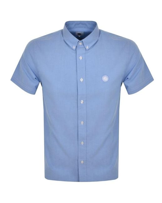 Pretty Green Blue Oxford Short Sleeve Shirt for men