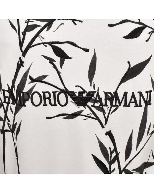 Armani White Emporio Crew Neck Logo T Shirt for men