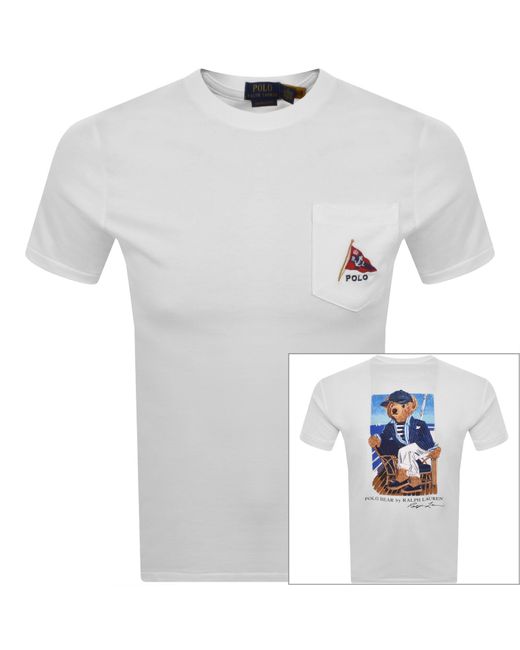 Ralph Lauren White Custom Slim Fit Polo T Shirt for men