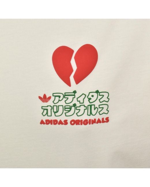 Adidas Originals White V-Day Cat Graphic T Shirt for men