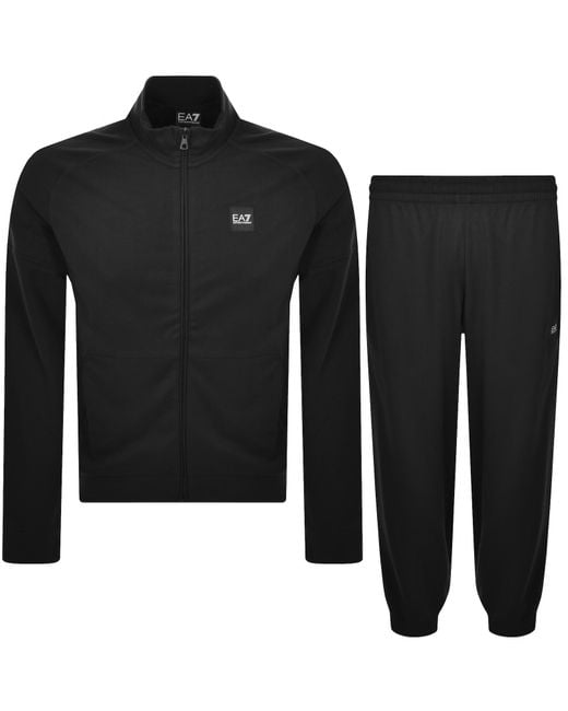 EA7 Black Emporio Armani Logo Tracksuit for men